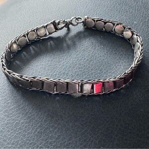 Vintage Sterling Silver Link Bracelet | Handcrafted Braided Detail